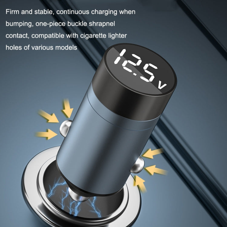 GC-21 2 In 1 30W Super Fast Charging PD+QC3.0 Vehicle Charger Flip With Digital Display(Dark Blue Black)