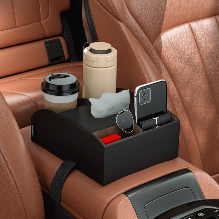 Car Armrest Box Multifunctional Tissue Storage Box Central Control Multi-compartment Rack(Black)