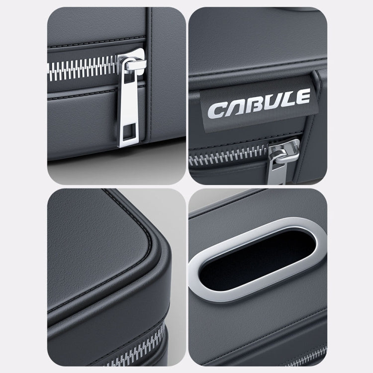 Car Sunshade Board Seat Back Tissue Box Multi-functional Elastic Belt Leather Paper Box(Black)