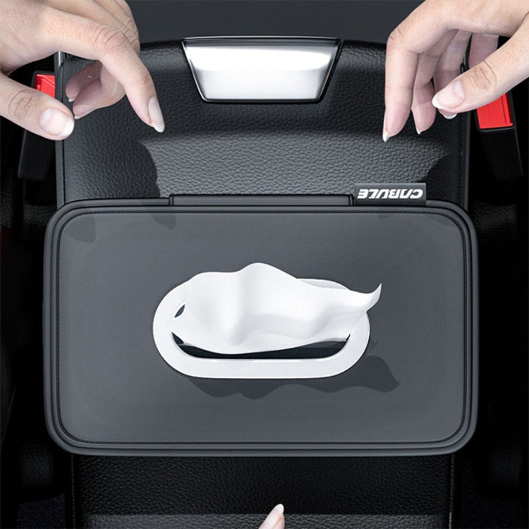 Car Sunshade Board Seat Back Tissue Box Multi-functional Elastic Belt Leather Paper Box(Black)