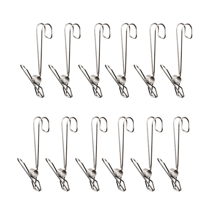 12pcs With Long Tail Clothes Drying Clip Stainless Steel Ribbon Hook Hanging Clip