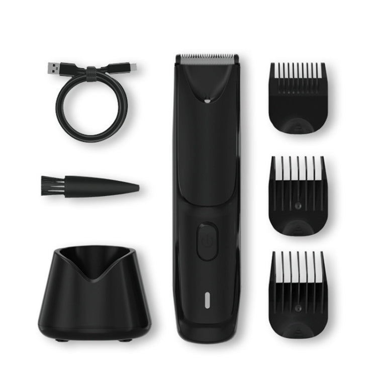 W012 With LED Light Shaver Trimmer Ceramic Head Haircutter(Black)