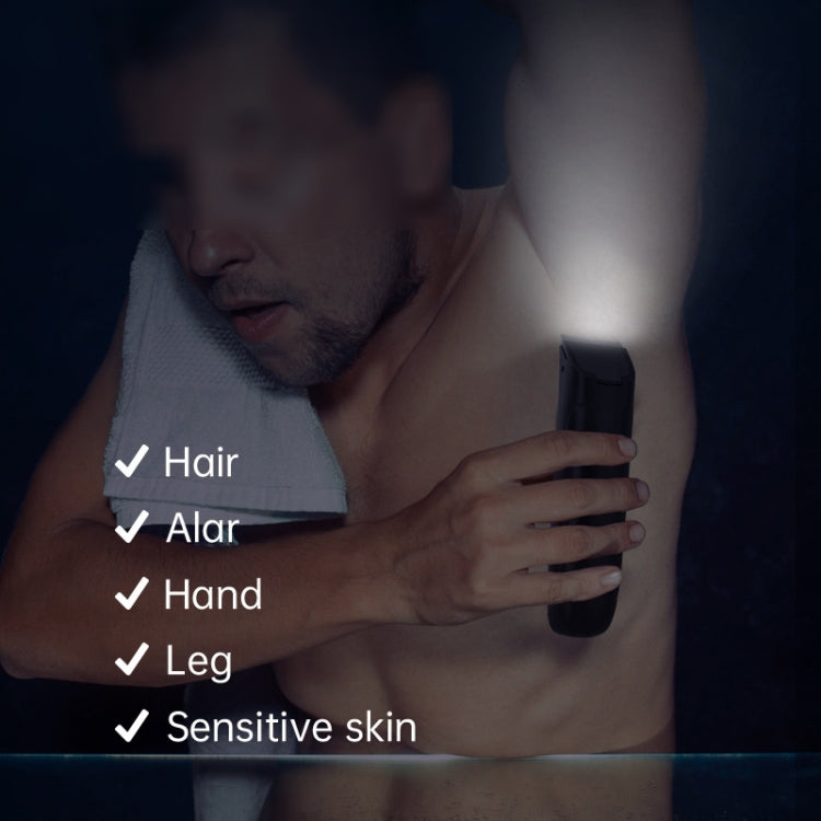 W012 With LED Light Shaver Trimmer Ceramic Head Haircutter(Black)