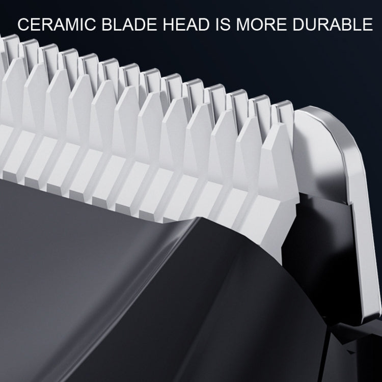 W012 With LED Light Shaver Trimmer Ceramic Head Haircutter(Black)