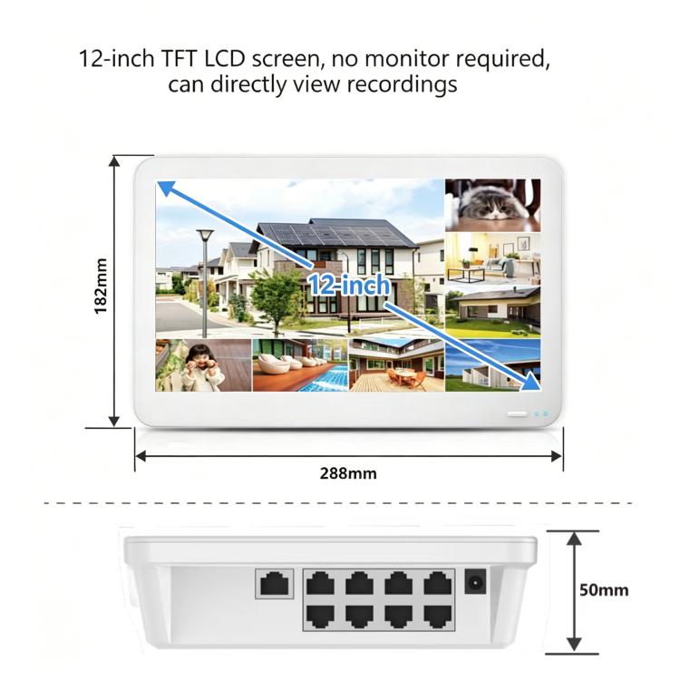 4CH 4K 8MP POE NVR With 11.6-Inch Monitor H.265 Network Video Recorder For Security Camera System