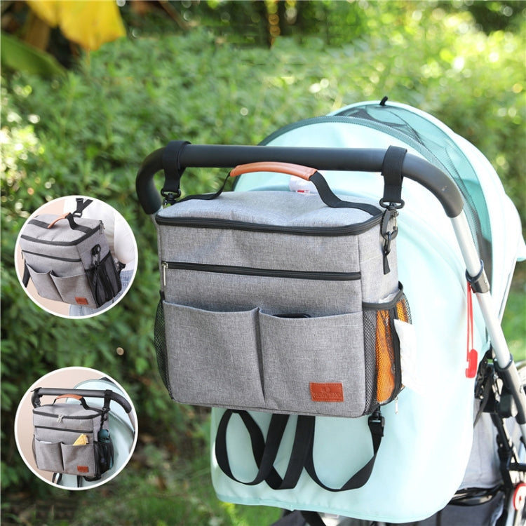 Baby Stroller Hanging Bag Aluminum Foil Insulation Picnic Bag Backpack(Grey)