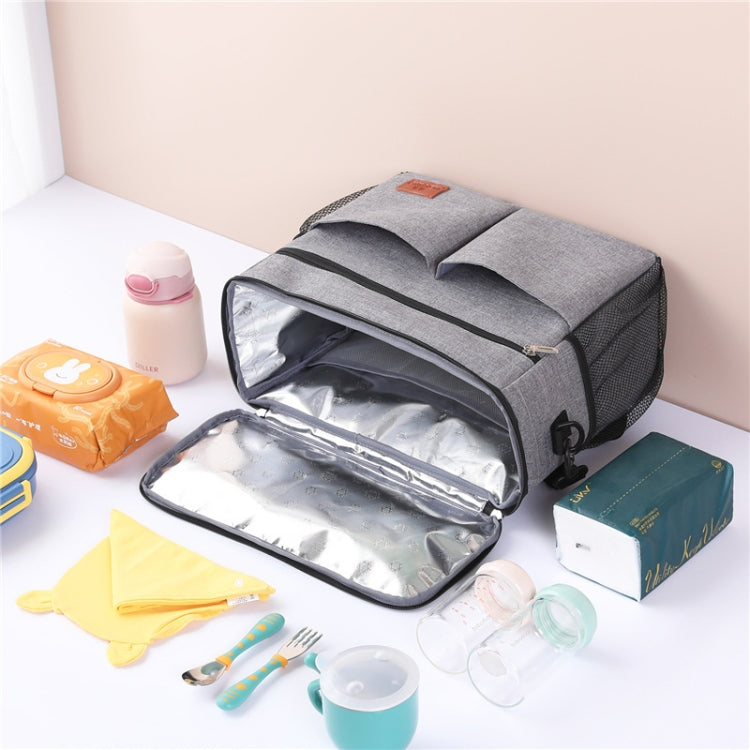 Baby Stroller Hanging Bag Aluminum Foil Insulation Picnic Bag Backpack(Grey)