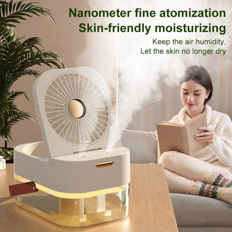USB Plug 2.5L Dual Spray Humidifying Fan with Ambient Light Aroma Diffuser