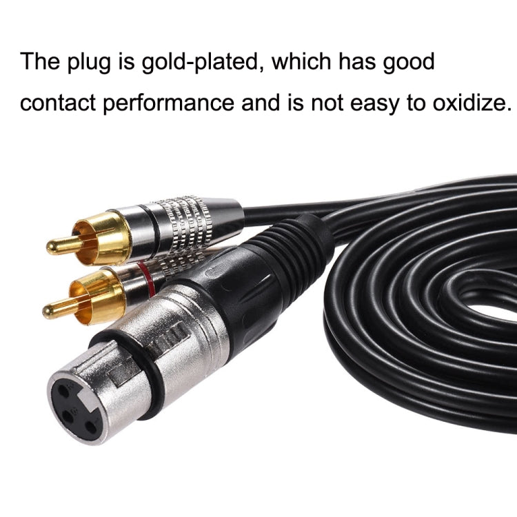 XLR Female To 2RCA Male Plug Stereo Audio Cable, Length: 10m