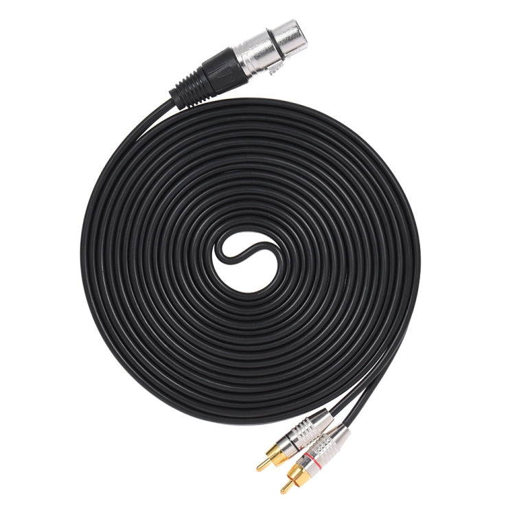 XLR Female To 2RCA Male Plug Stereo Audio Cable, Length: 10m