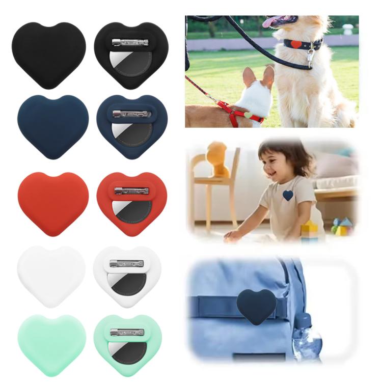 For AirTag 2nd Gen / AirTag 1st Gen Tracker Heart-Shape Silicone Case With Safety Pins Hidden Inside Clothes Shoes