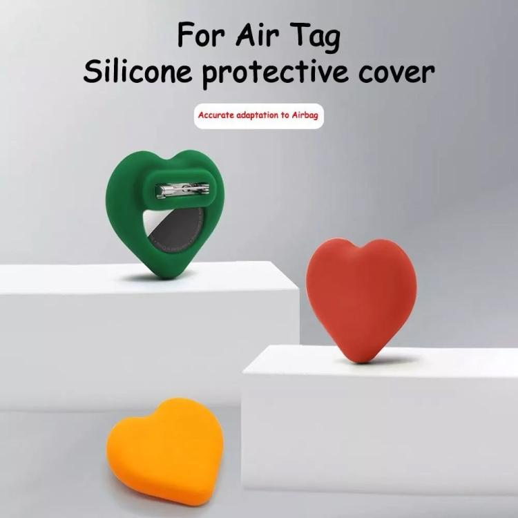 For AirTag 2nd Gen / AirTag 1st Gen Tracker Heart-Shape Silicone Case With Safety Pins Hidden Inside Clothes Shoes