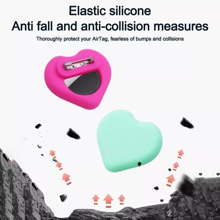 For AirTag 2nd Gen / AirTag 1st Gen Tracker Heart-Shape Silicone Case With Safety Pins Hidden Inside Clothes Shoes