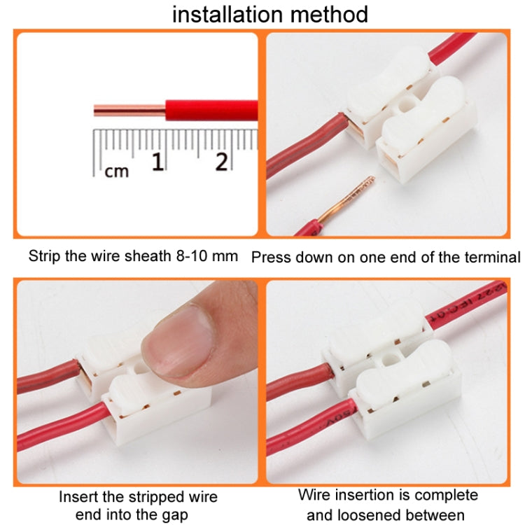 100pcs Self-Locking Push Type Ceiling Light Quick Terminal Block, Specification: CH-2