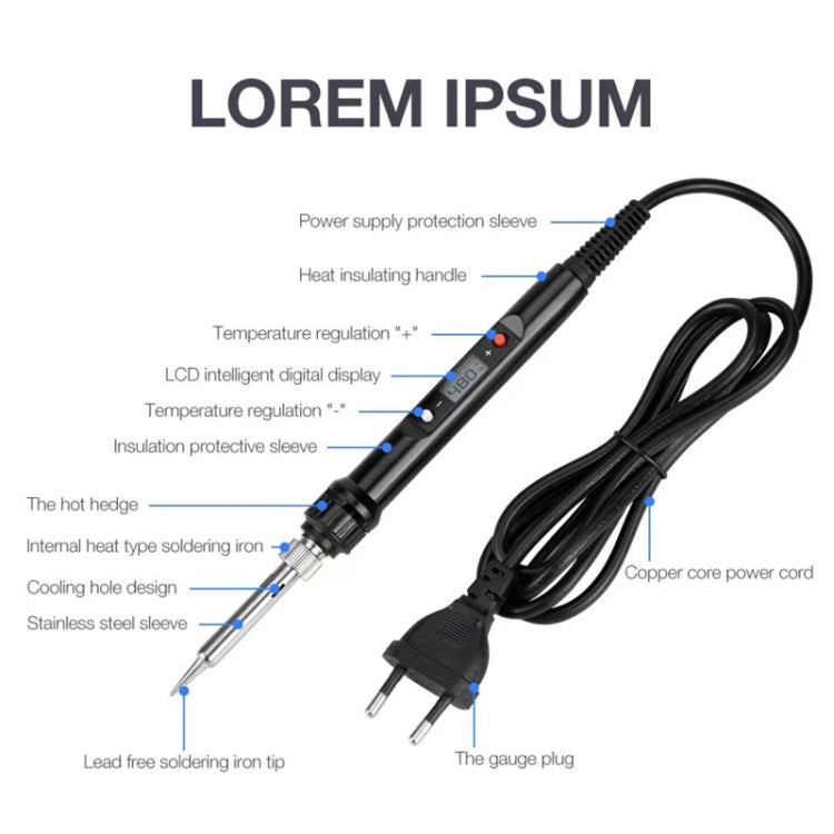 80W High Power Digital Display Adjustable Electric Soldering Iron Welding Pen Set Circuit Board Repair Welding Tool US Plug