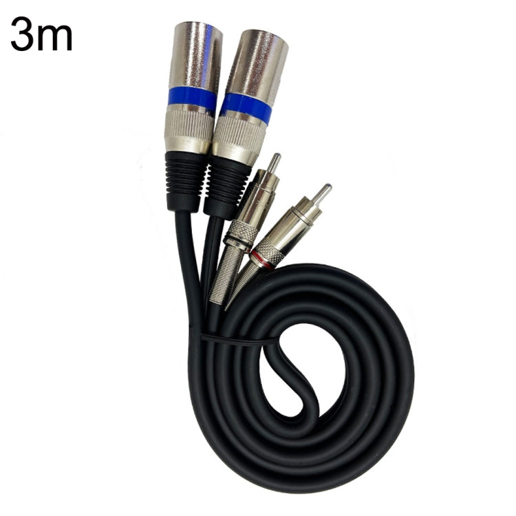 2RCA Male 2XLR Caron Male Speaker Audio Balance Cable, Length: 3m