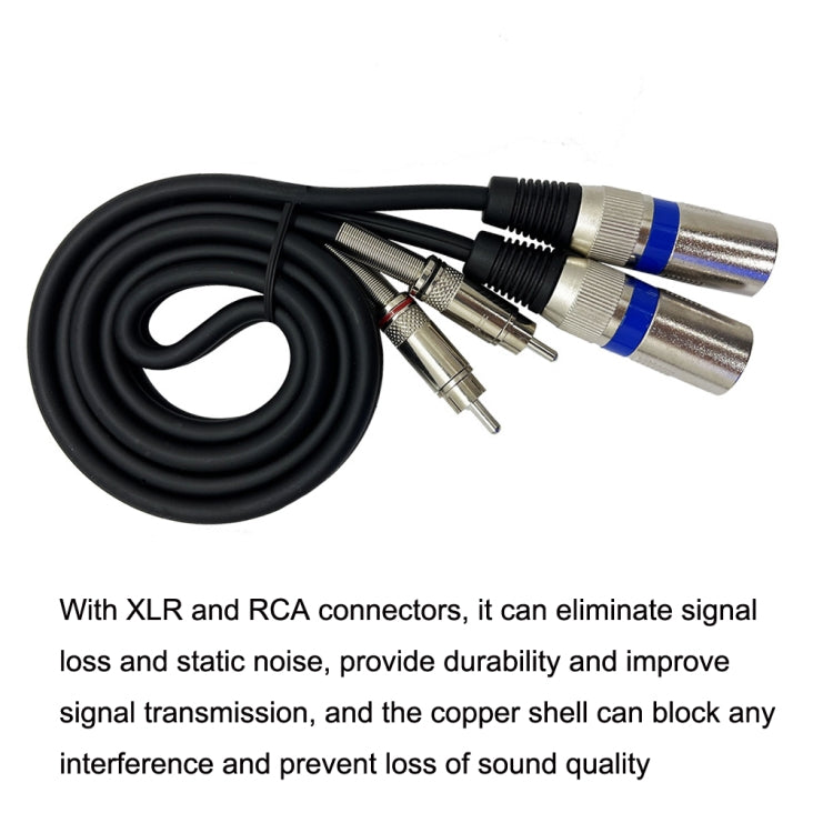 2RCA Male 2XLR Caron Male Speaker Audio Balance Cable, Length: 10m
