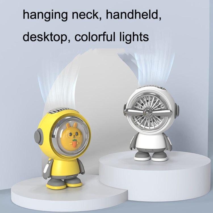F1 USB Hanging Neck Fan Handheld Mini Outdoor Camping Colorful Lights Fan, Style: Rabbit (Pink)