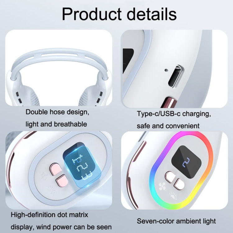S57 Outdoor Sports RGB Hanging Neck Fan Folding Portable Mini Bladeless USB Fan