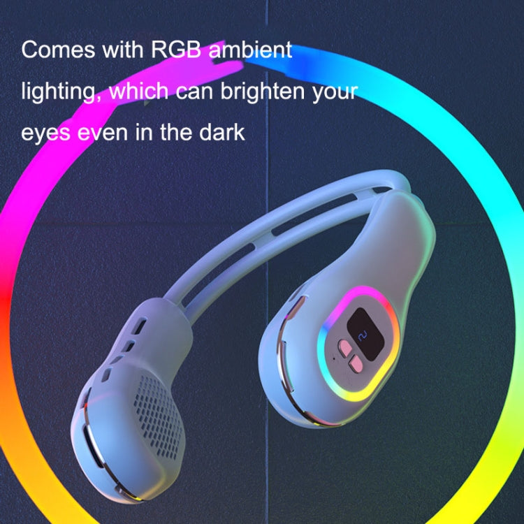 S57 Outdoor Sports RGB Hanging Neck Fan Folding Portable Mini Bladeless USB Fan