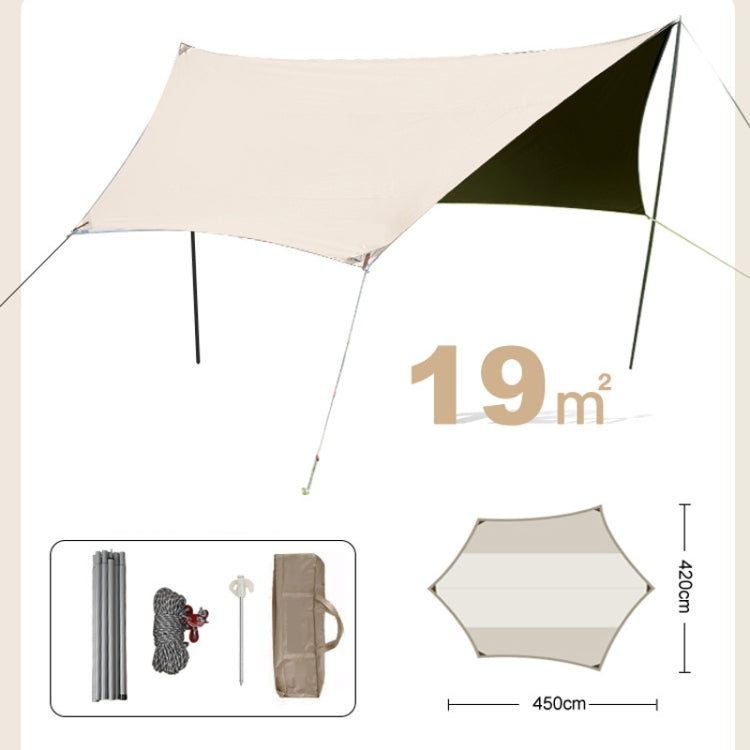 Outdoor Camping Tent, Style: Vinyl Sunscreen Hexagon 4.5x4.2m Gold