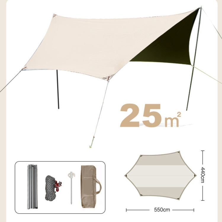Outdoor Camping Tent, Style: Vinyl Sunscreen Hexagon 5.5x4.4m Gold