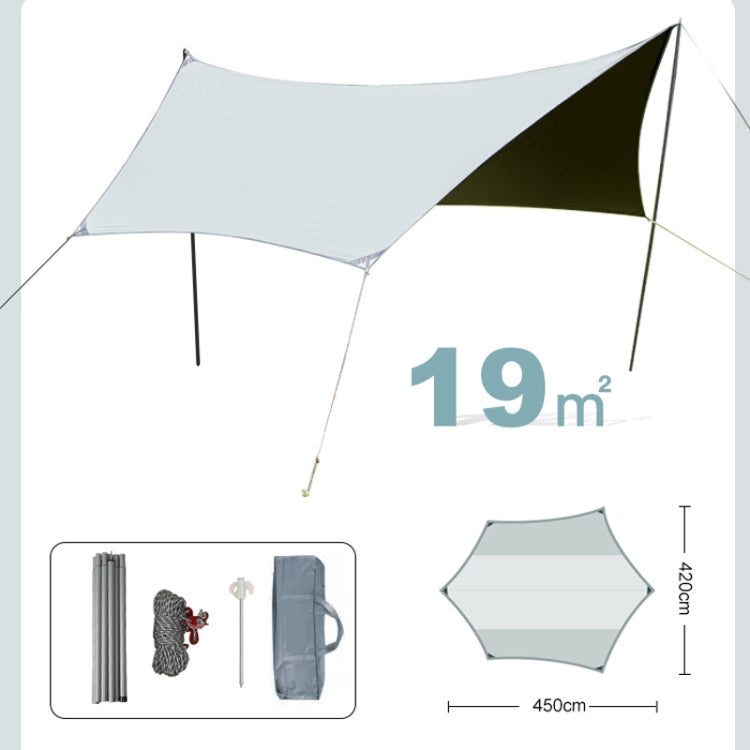 Outdoor Camping Tent, Style: Vinyl Sunscreen Hexagon 4.5x4.2m Sky Blue