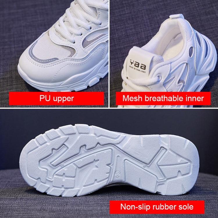 811-1 Spring Breathable Casual Shoes Leather-paneled Mesh Ladies Sports Shoes, Size: