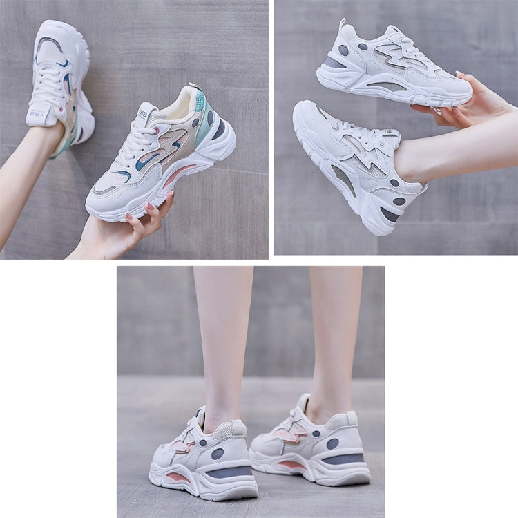 811-1 Spring Breathable Casual Shoes Leather-paneled Mesh Ladies Sports Shoes, Size: