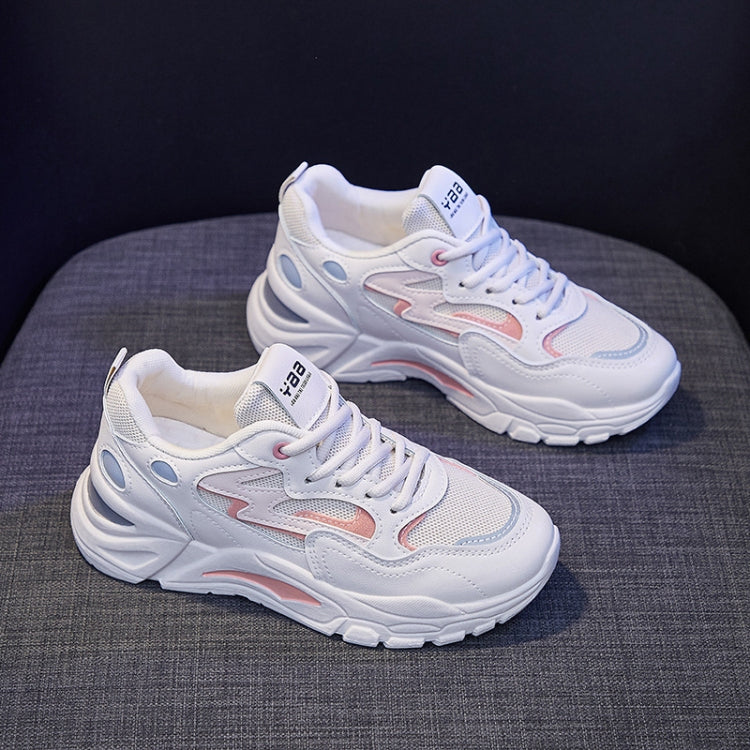 811-1 Spring Breathable Casual Shoes Leather-paneled Mesh Ladies Sports Shoes, Size: