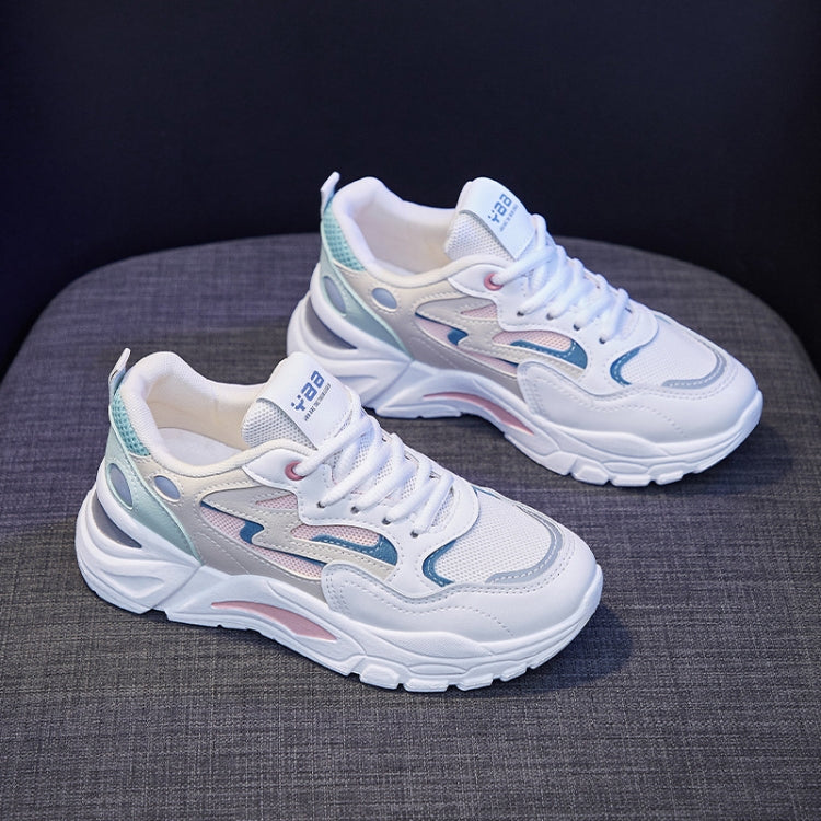 811-1 Spring Breathable Casual Shoes Leather-paneled Mesh Ladies Sports Shoes, Size: