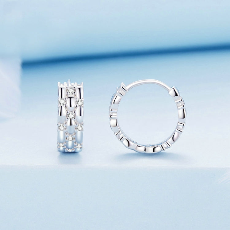BSE786 Sterling Silver S925 Zircon Plated Platinum Earrings