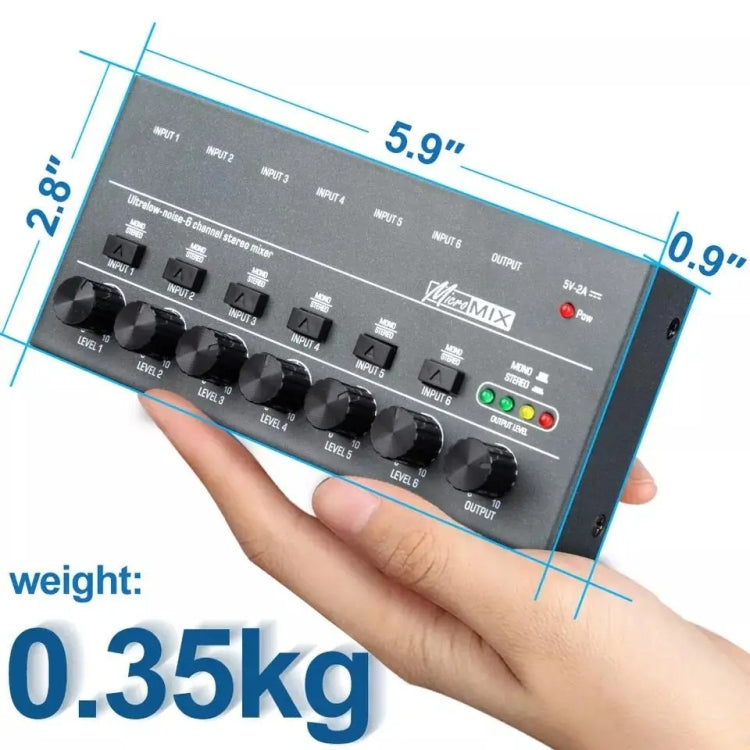 6 Way Mixer With Single Channel Stereo Switching Mini Signal Hybrid Small Audio