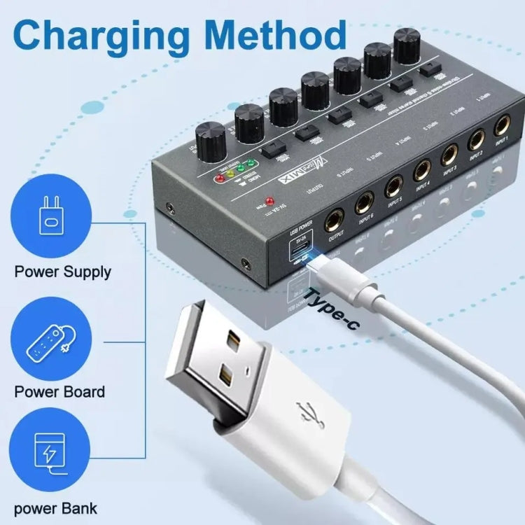 6 Way Mixer With Single Channel Stereo Switching Mini Signal Hybrid Small Audio