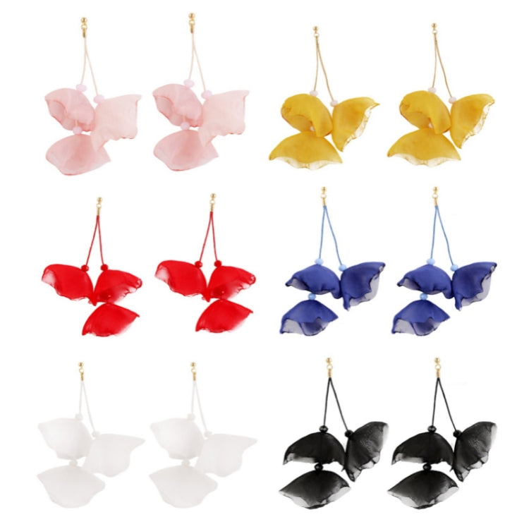 Long Exaggerated Fabric Art Handmade Petal Earrings, Color: E1908-22 Yellow