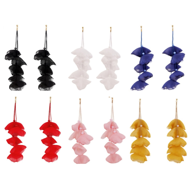Long Exaggerated Fabric Art Handmade Petal Earrings, Color: E1908-29 Black