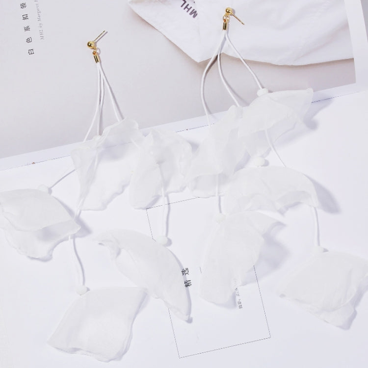 Long Exaggerated Fabric Art Handmade Petal Earrings, Color: E1908-32 White