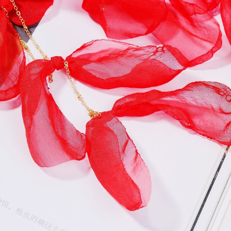 Long Exaggerated Fabric Art Handmade Petal Earrings, Color: E1908-33 Black