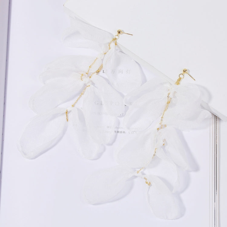Long Exaggerated Fabric Art Handmade Petal Earrings, Color: E1908-35 White