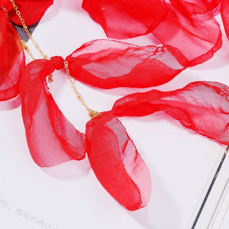 Long Exaggerated Fabric Art Handmade Petal Earrings, Color: E1908-36 Blue