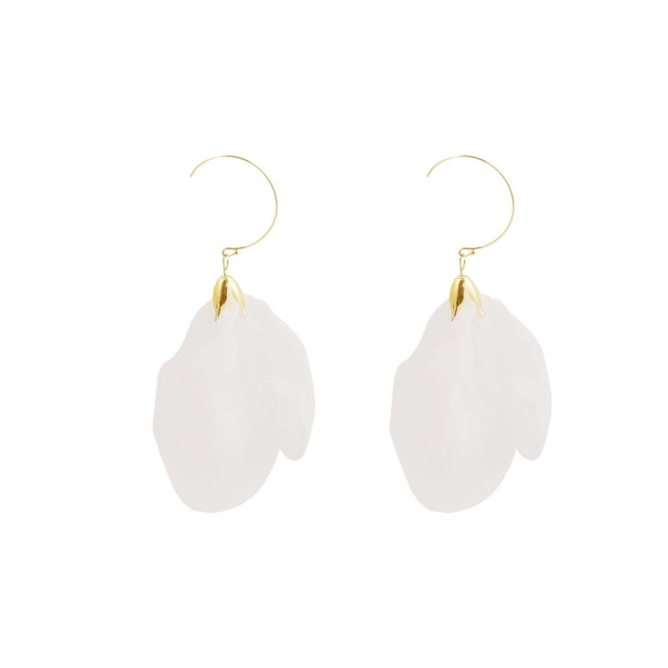 Long Exaggerated Fabric Art Handmade Petal Earrings, Color: E1908-20 White