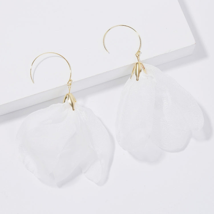 Long Exaggerated Fabric Art Handmade Petal Earrings, Color: E1908-20 White