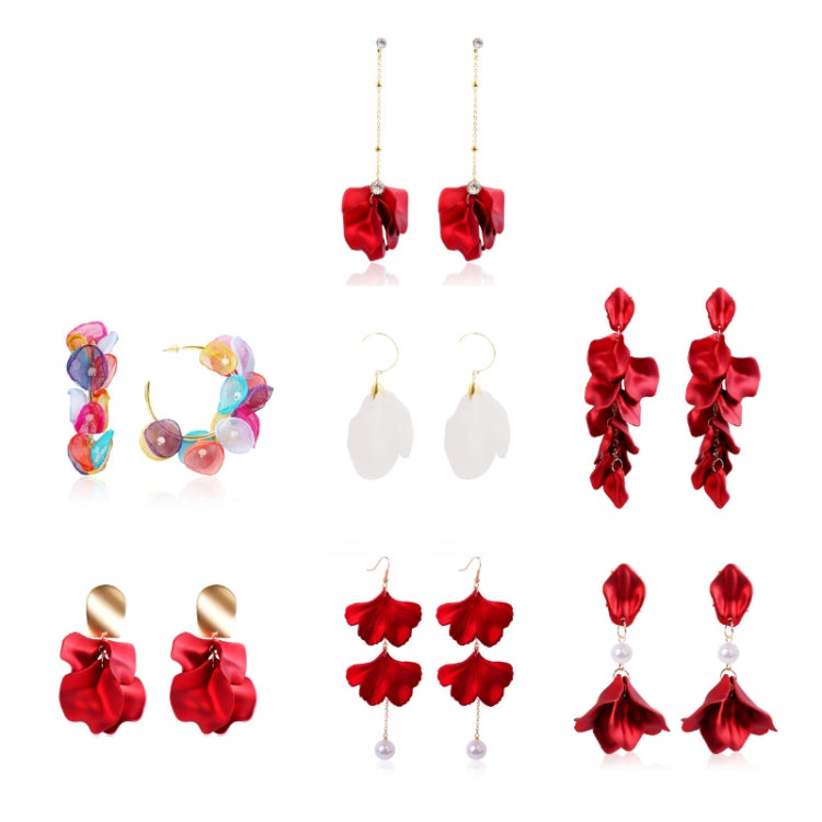 Long Exaggerated Fabric Art Handmade Petal Earrings, Color: E1910-5 Vermiculite Model