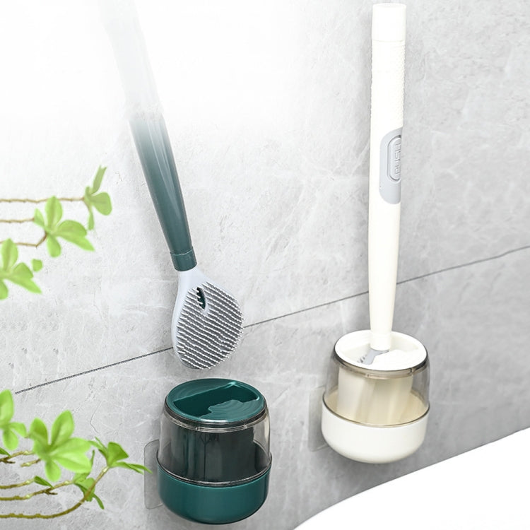 Tongue-shaped Hydraulic Wall-Mounted Long Handle Soft Toilet Cleaning Brush