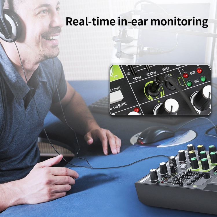 UF5-M 4 Way Mixer With Wireless Microphone Recording Live USB Bluetooth Reverberation Microphone(Black)