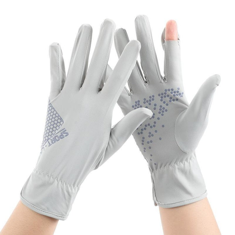 1pair Driving Sunscreen Anti-ultraviolet Thin Summer Ice Silk Dew Finger Non-slip Riding Gloves Free Size