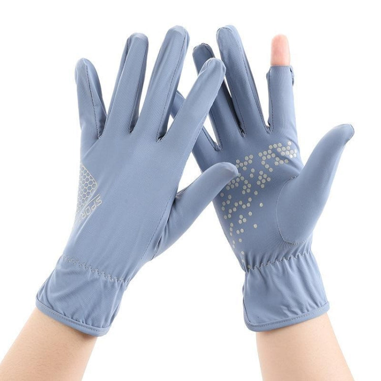 1pair Driving Sunscreen Anti-ultraviolet Thin Summer Ice Silk Dew Finger Non-slip Riding Gloves Free Size