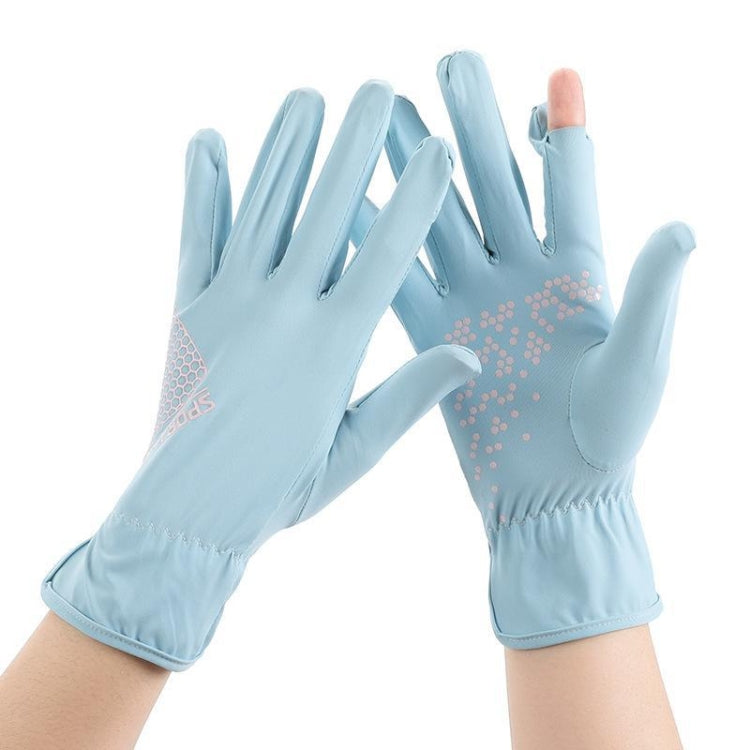 1pair Driving Sunscreen Anti-ultraviolet Thin Summer Ice Silk Dew Finger Non-slip Riding Gloves Free Size