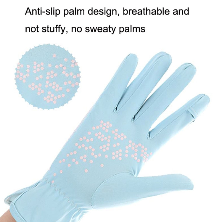 1pair Driving Sunscreen Anti-ultraviolet Thin Summer Ice Silk Dew Finger Non-slip Riding Gloves Free Size