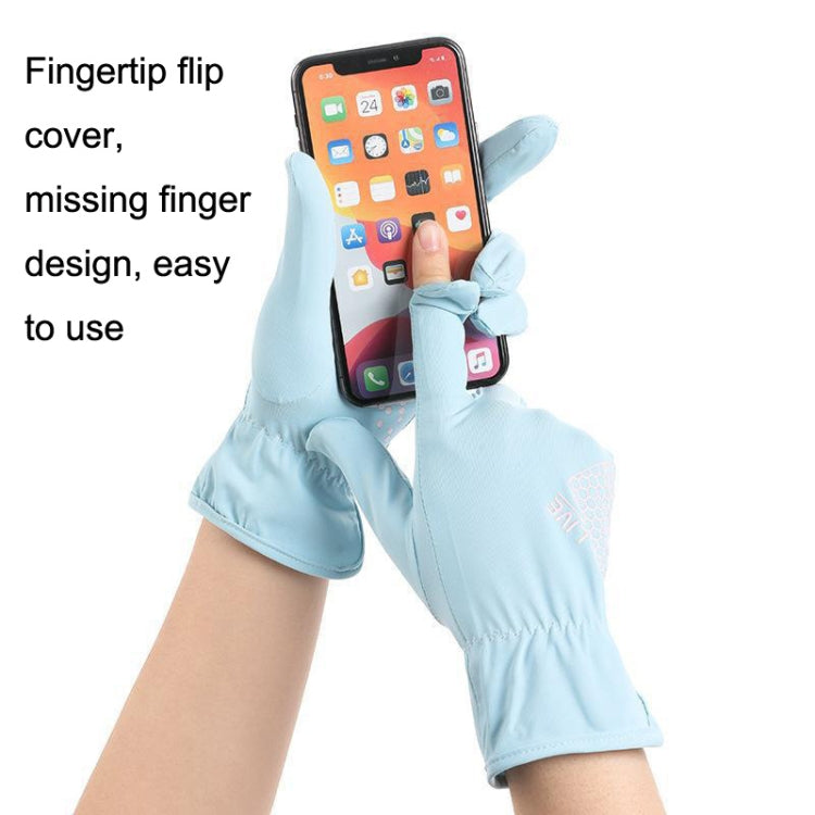 1pair Driving Sunscreen Anti-ultraviolet Thin Summer Ice Silk Dew Finger Non-slip Riding Gloves Free Size